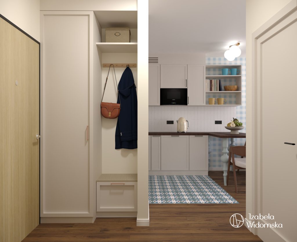 Metamorfoza mieszkania 40 m² w Wilanowie | Harmonia Dobre życie Dopasowanie | Projekt wnętrza architekt Izabela Widomska