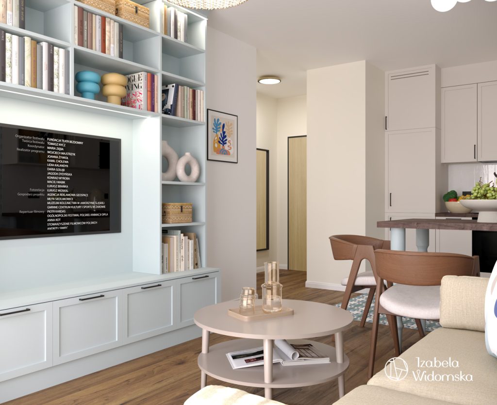 Metamorfoza mieszkania 40 m² w Wilanowie | Harmonia Dobre życie Dopasowanie | Projekt wnętrza architekt Izabela Widomska